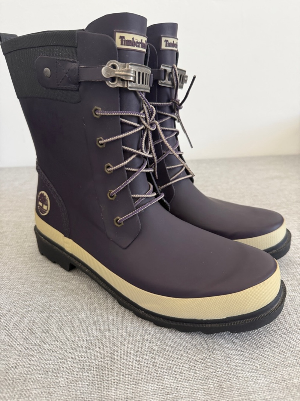 Timberland Welfleet 6 inch Wellington Purple and Tan Lace-Up Waterproof Boots